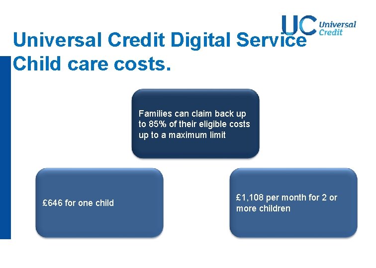 Universal Credit Digital Service Child care costs. Families can claim back up to 85% Universal Credit Digital Service Child care costs. Families can claim back up to 85%