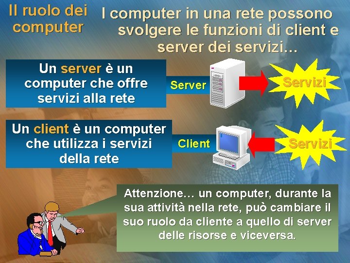 Il ruolo dei I computer in una rete possono computer svolgere le funzioni di