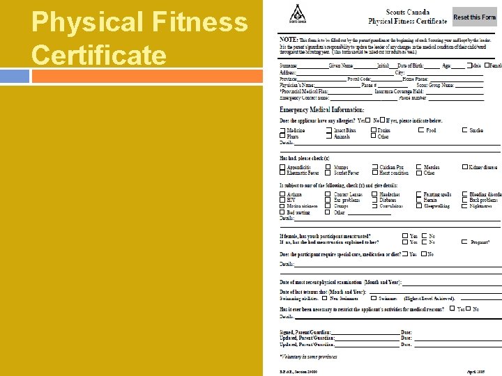 Physical Fitness Certificate 