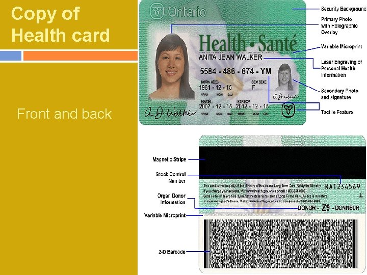 Copy of Health card Front and back 
