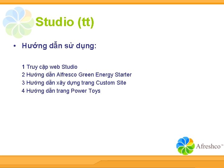 Studio (tt) • Hướng dẫn sử dụng: 1 Truy cập web Studio 2 Hướng