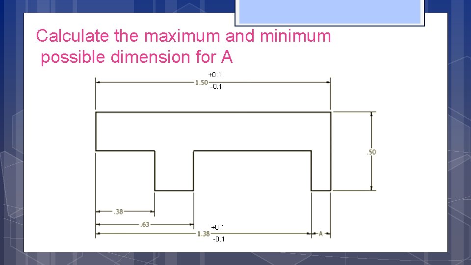 Calculate the maximum and minimum possible dimension for A +0. 1 -0. 1 