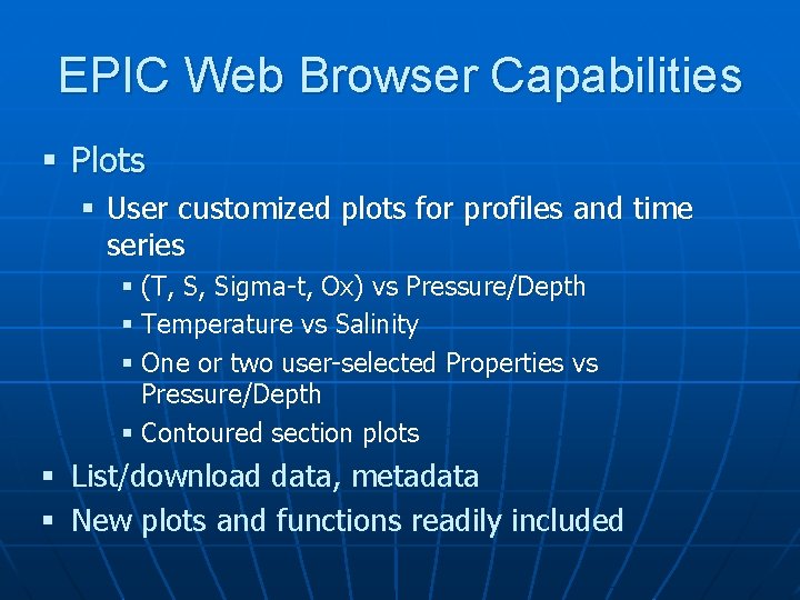 EPIC Web Browser Capabilities § Plots § User customized plots for profiles and time