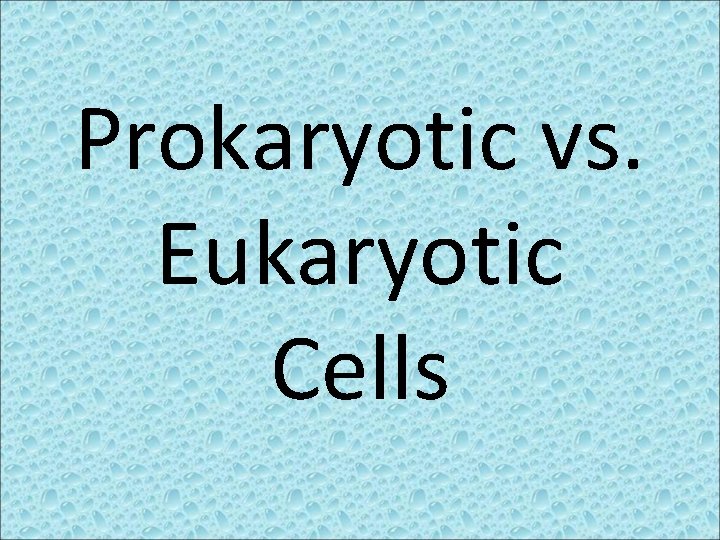 Prokaryotic vs. Eukaryotic Cells 