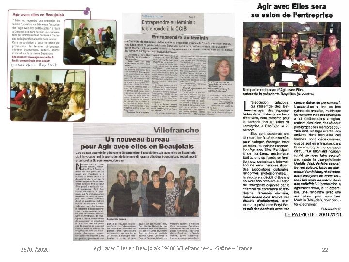 26/09/2020 Agir avec Elles en Beaujolais 69400 Villefranche-sur-Saône – France 22 