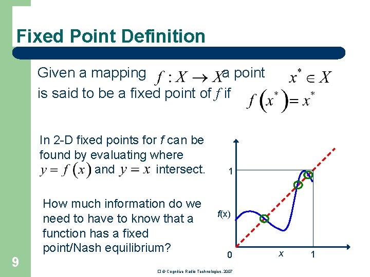 Fixed Point Definition Given a mapping a point is said to be a fixed