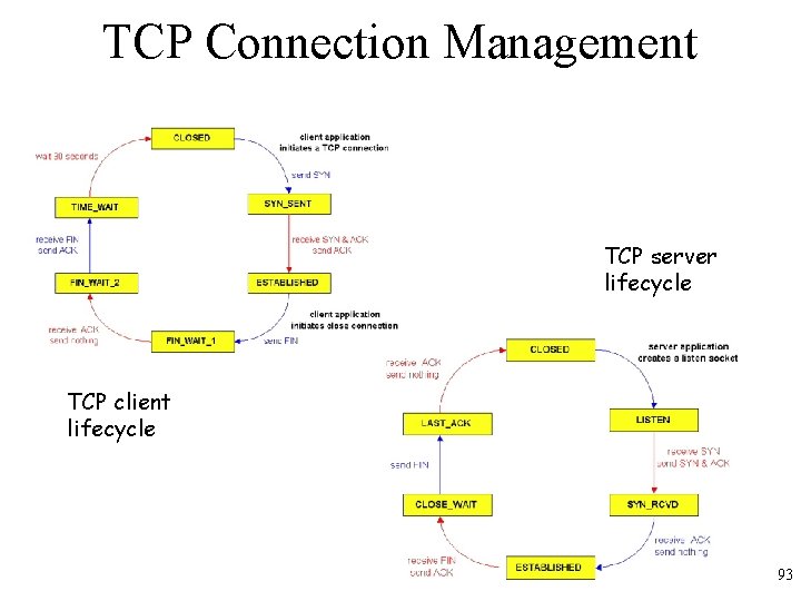 TCP Connection Management TCP server lifecycle TCP client lifecycle 93 