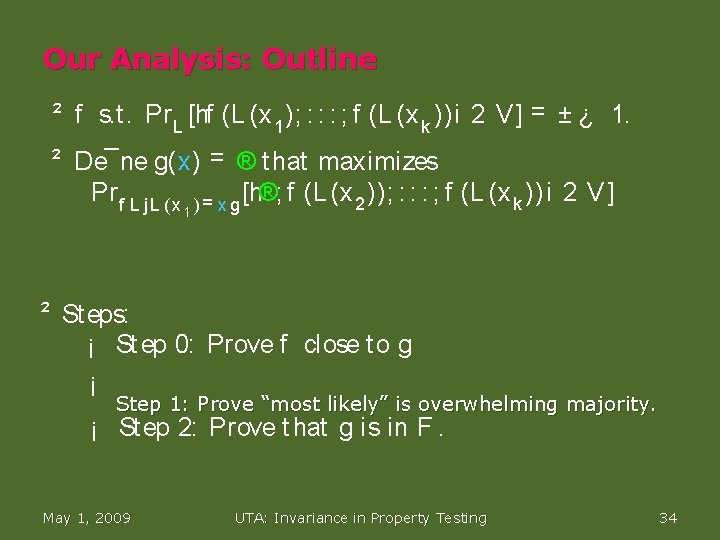 Our Analysis: Outline ² f s. t. Pr L [hf (L (x 1 );