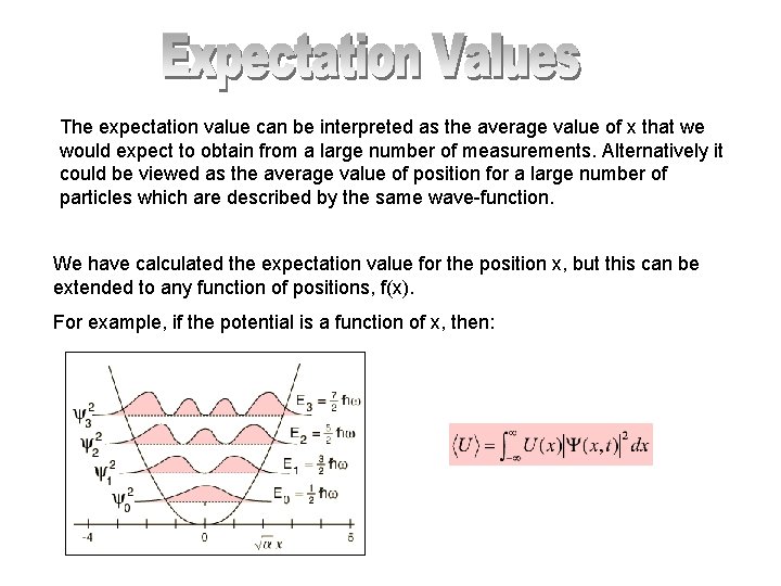 The expectation value can be interpreted as the average value of x that we