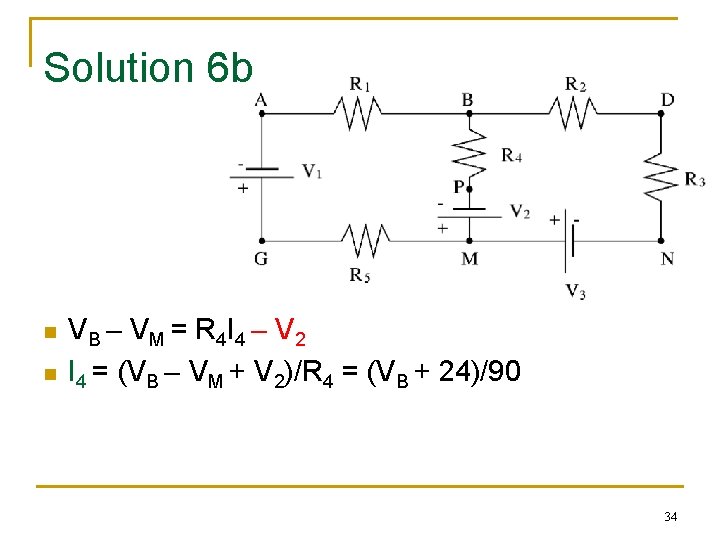 Solution 6 b n n V B – V M = R 4 I