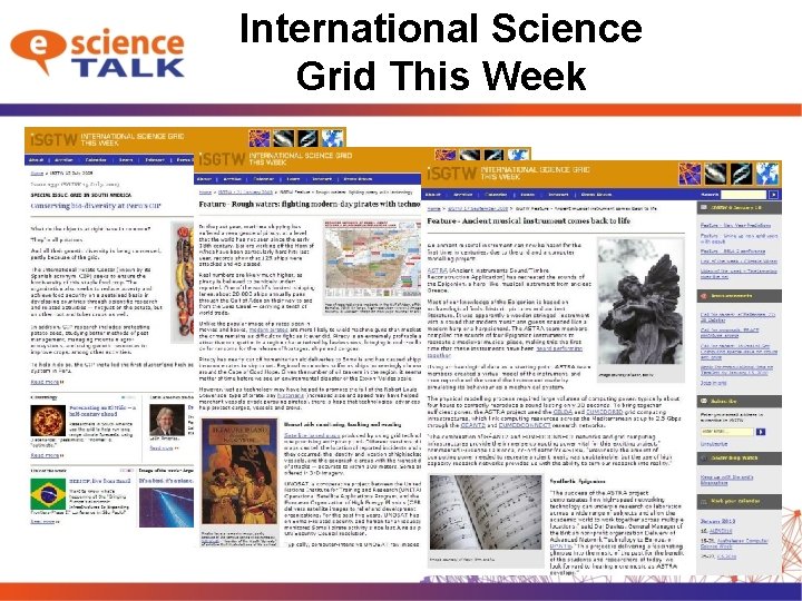 International Science Grid This Week 