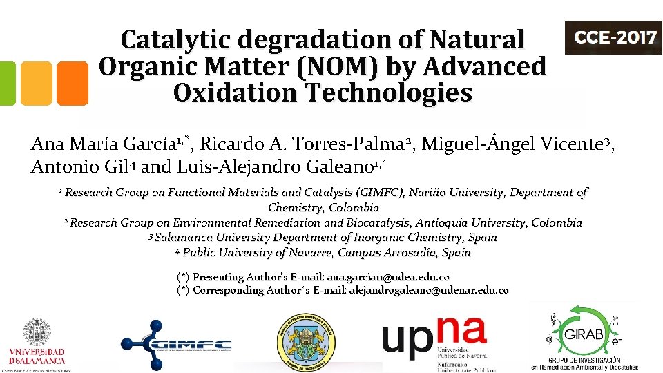 Catalytic degradation of Natural Organic Matter (NOM) by Advanced Oxidation Technologies Ana María García