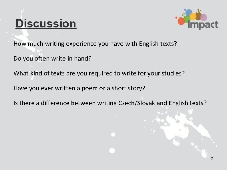 Writing on Literature 1 Discussion How much writing