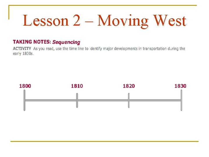 Lesson 2 – Moving West 