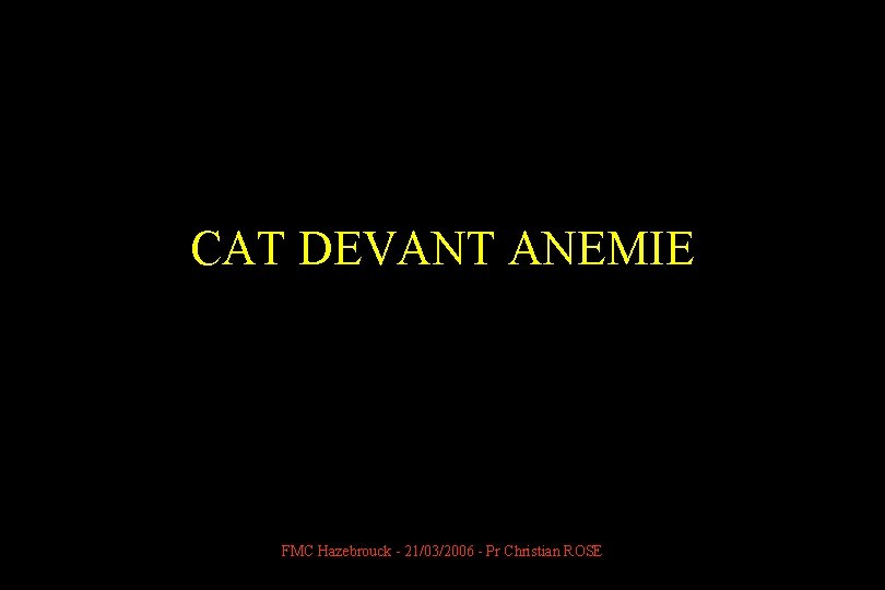 CAT DEVANT ANEMIE FMC Hazebrouck - 21/03/2006 - Pr Christian ROSE 