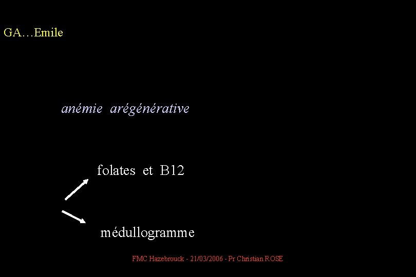 GA…Emile anémie arégénérative folates et B 12 médullogramme FMC Hazebrouck - 21/03/2006 - Pr