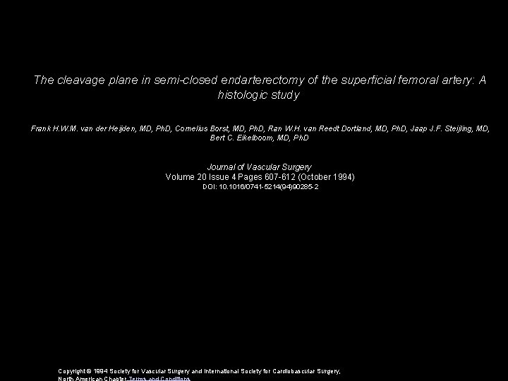 The cleavage plane in semi-closed endarterectomy of the superficial femoral artery: A histologic study