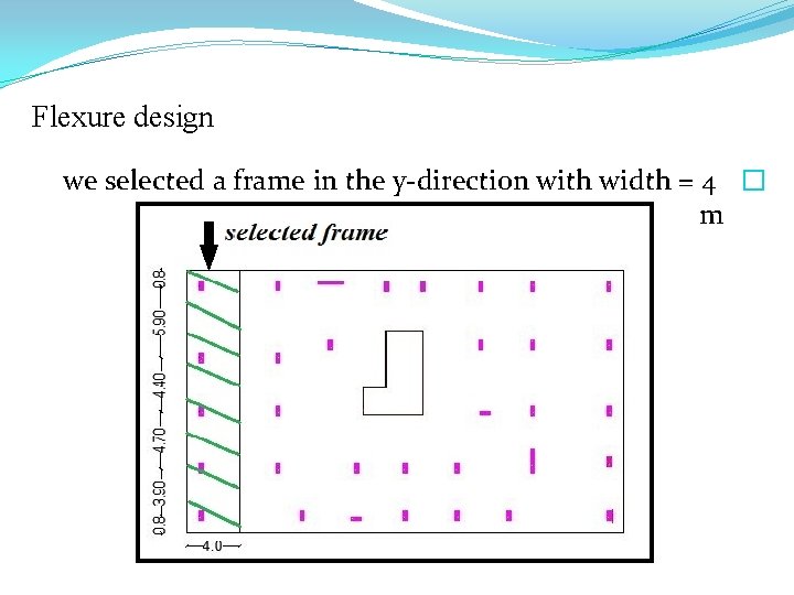 Flexure design we selected a frame in the y-direction with width = 4 �