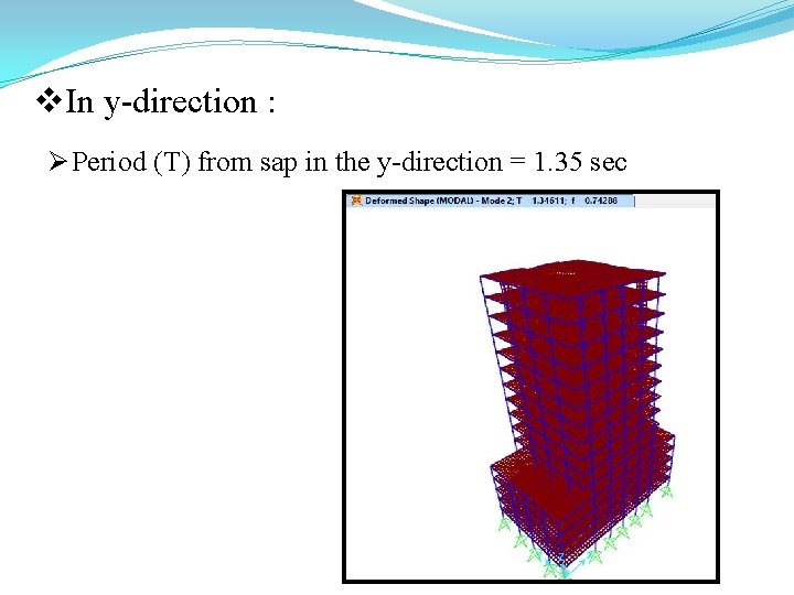 v. In y-direction : Ø Period (T) from sap in the y-direction = 1.