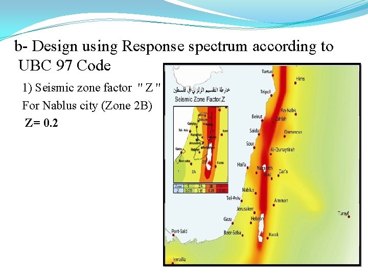 b- Design using Response spectrum according to UBC 97 Code 1) Seismic zone factor