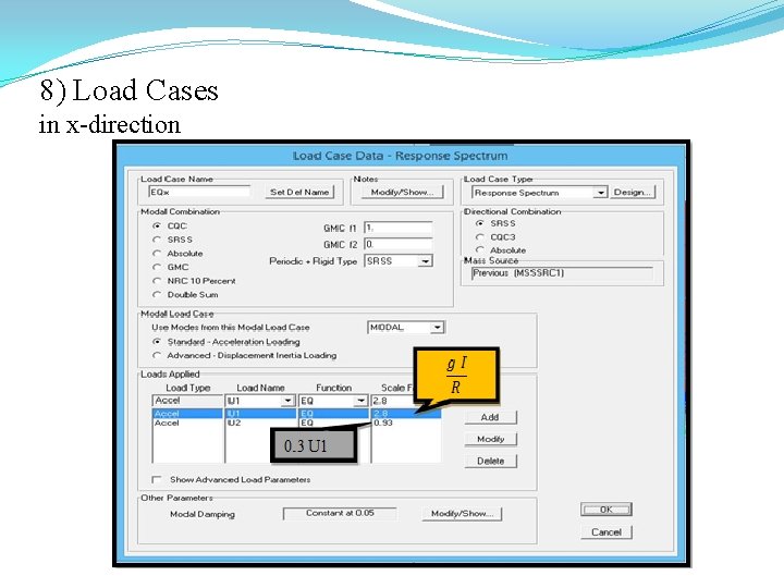 8) Load Cases in x-direction 