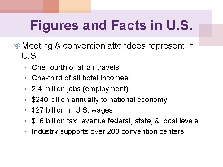 Figures and Facts in U. S. Meeting & convention attendees represent in U. S.