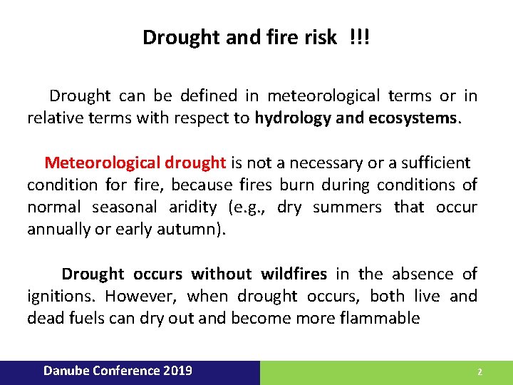Hydrological drought and fire relationship National Institute of