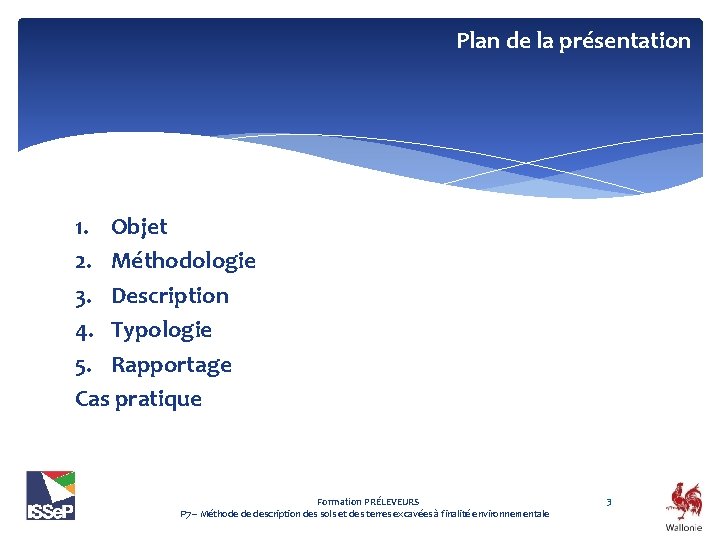 Plan de la présentation 1. Objet 2. Méthodologie 3. Description 4. Typologie 5. Rapportage