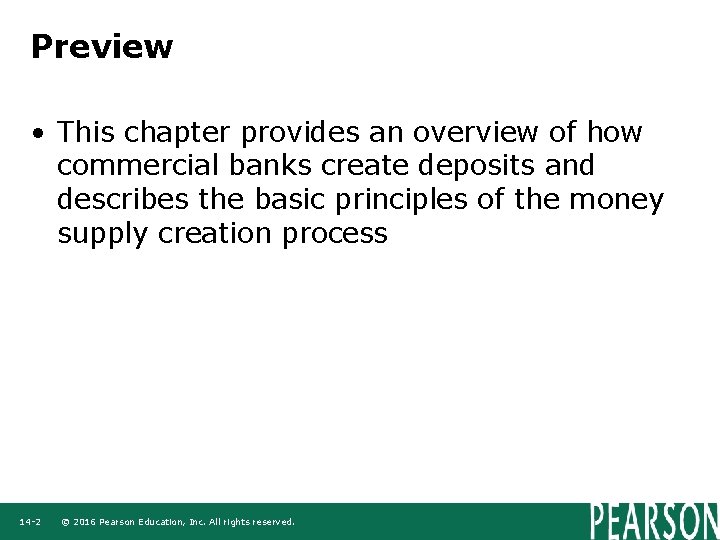 Preview • This chapter provides an overview of how commercial banks create deposits and