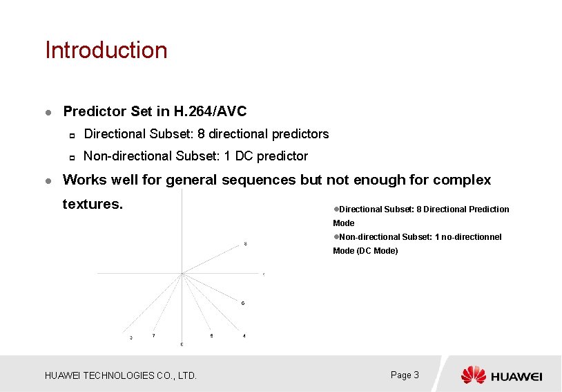 Introduction l l Predictor Set in H. 264/AVC p Directional Subset: 8 directional predictors