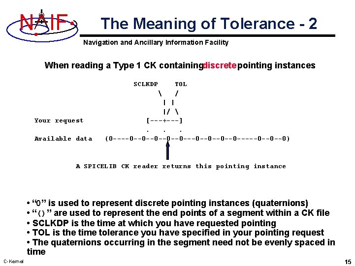 N IF The Meaning of Tolerance - 2 Navigation and Ancillary Information Facility When
