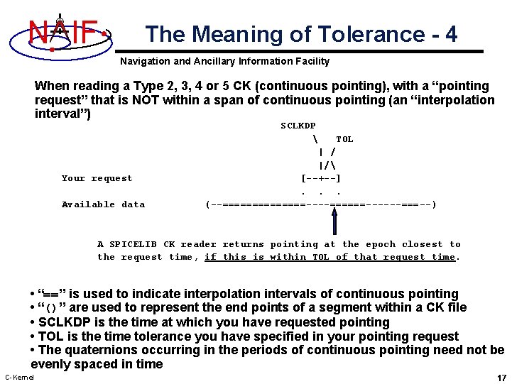 N IF The Meaning of Tolerance - 4 Navigation and Ancillary Information Facility When