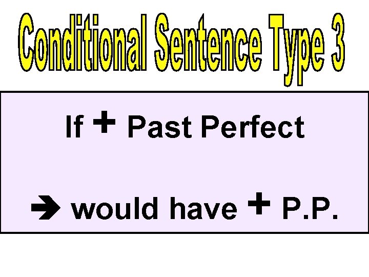 If + Past Perfect would have + P. P. 
