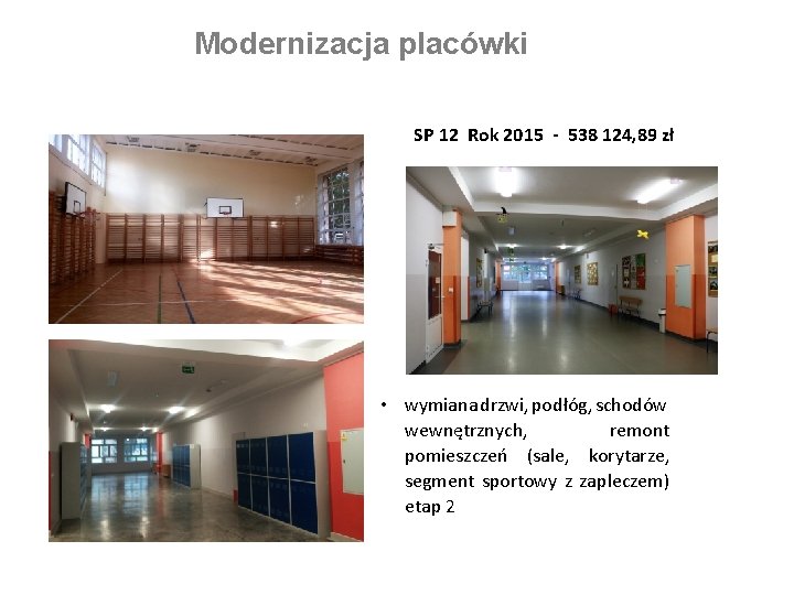Modernizacja placówki SP 12 Rok 2015 - 538 124, 89 zł • wymiana drzwi, Modernizacja placówki SP 12 Rok 2015 - 538 124, 89 zł • wymiana drzwi,