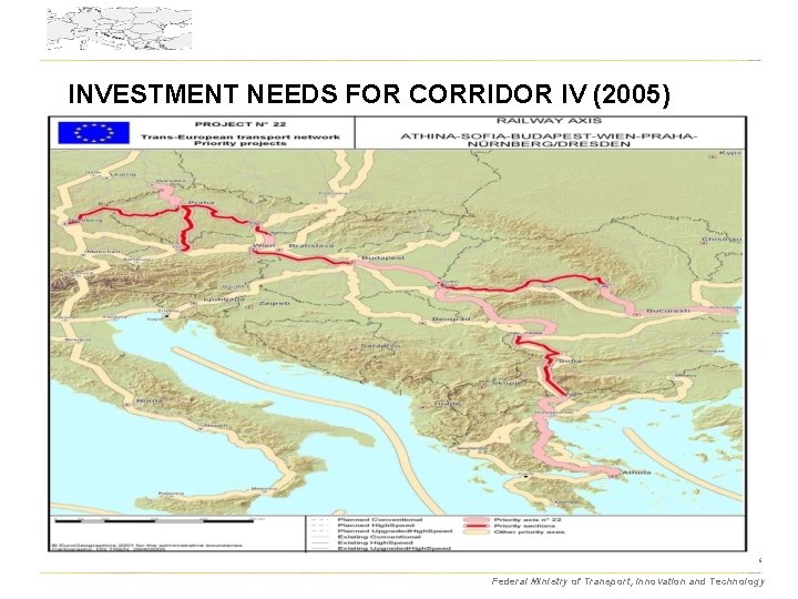 INVESTMENT NEEDS FOR CORRIDOR IV (2005) „Shaping the Future“ Federal Ministry of Transport, Innovation