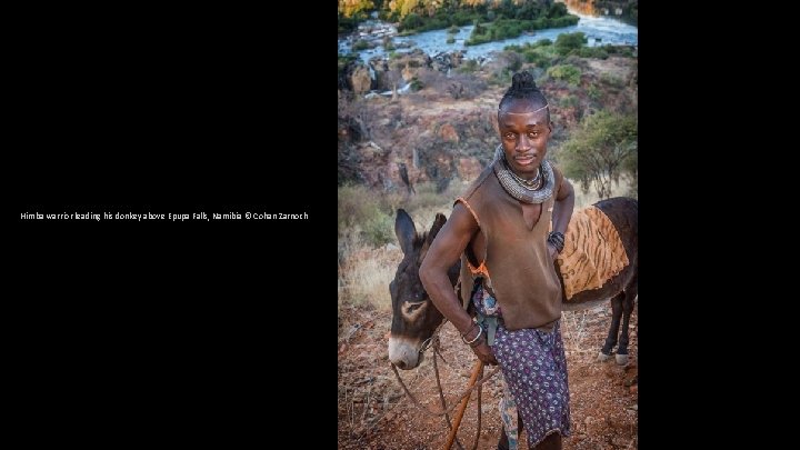 Himba warrior leading his donkey above Epupa Falls, Namibia © Cohan Zarnoch 