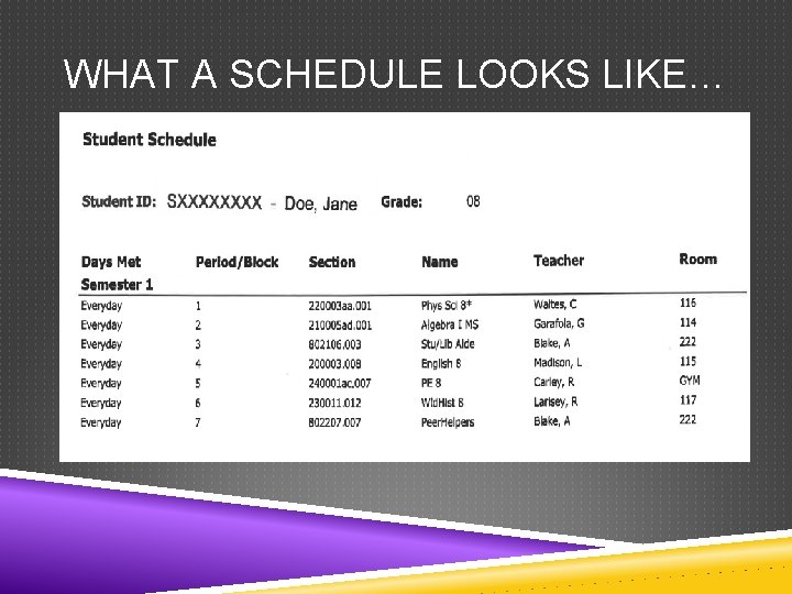 WHAT A SCHEDULE LOOKS LIKE… 