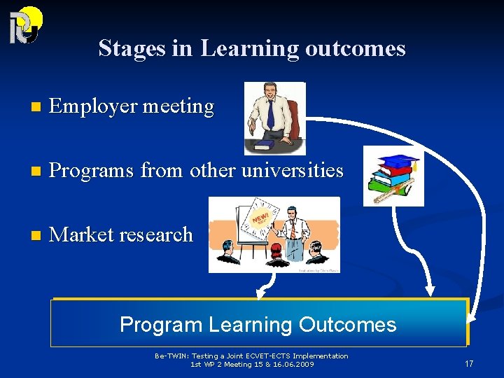 Stages in Learning outcomes n Employer meeting n Programs from other universities n Market