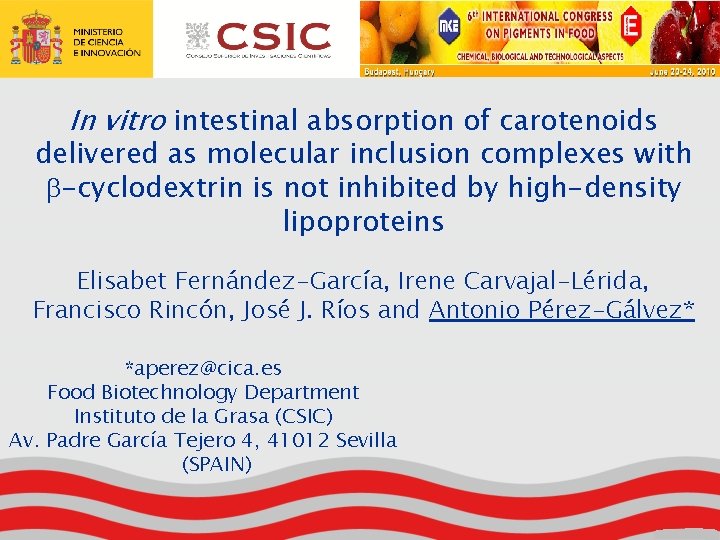 In vitro intestinal absorption of carotenoids delivered as molecular inclusion complexes with b-cyclodextrin is