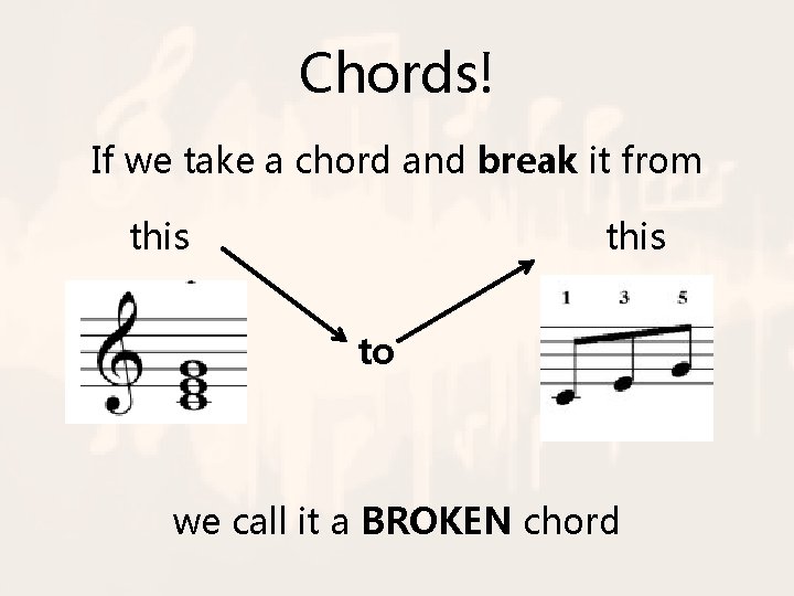 Chords! If we take a chord and break it from this to we call