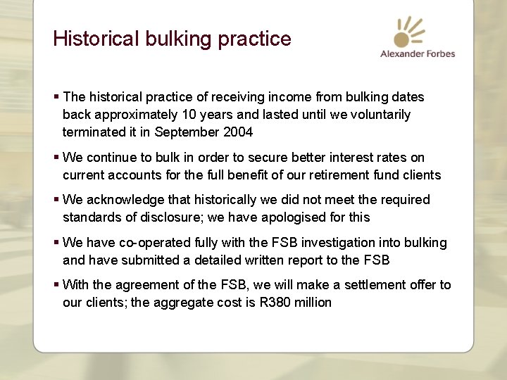 Historical bulking practice § The historical practice of receiving income from bulking dates back