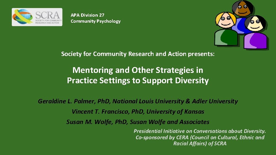 APA Division 27 Community Psychology Society for Community Research and Action presents: Mentoring and