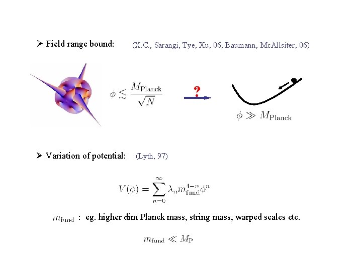 Ø Field range bound: (X. C. , Sarangi, Tye, Xu, 06; Baumann, Mc. Allsiter,