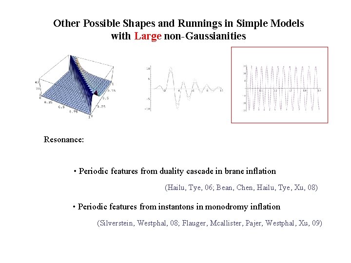 Other Possible Shapes and Runnings in Simple Models with Large non-Gaussianities Resonance: • Periodic