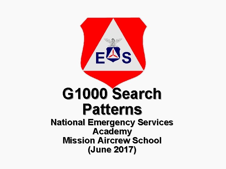 G 1000 Search Patterns National Emergency Services Academy Mission Aircrew School (June 2017) 