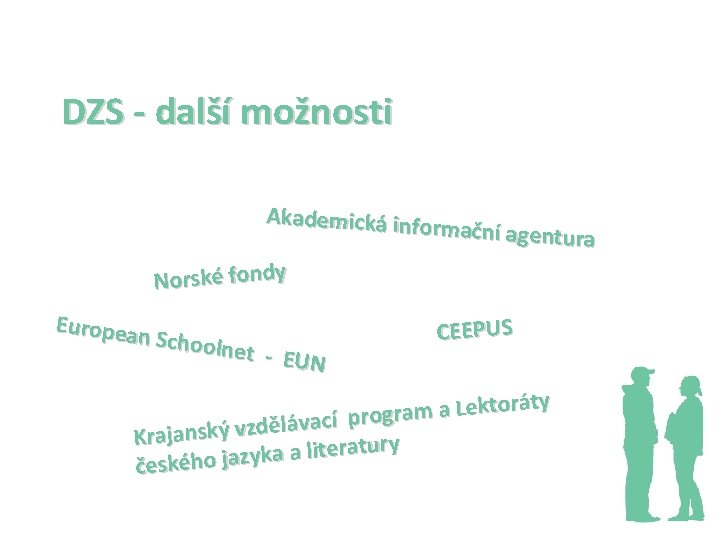 DZS - další možnosti Akademická info rmační agentura Norské fondy Europea n School net