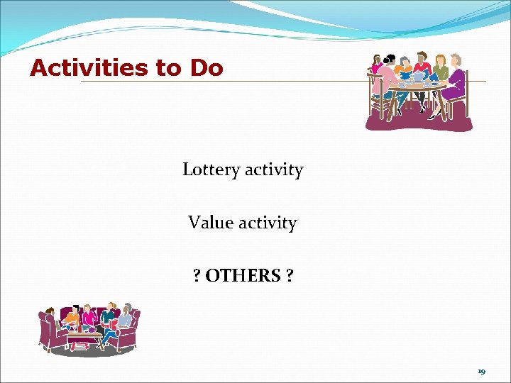 Activities to Do Lottery activity Value activity ? OTHERS ? 19 