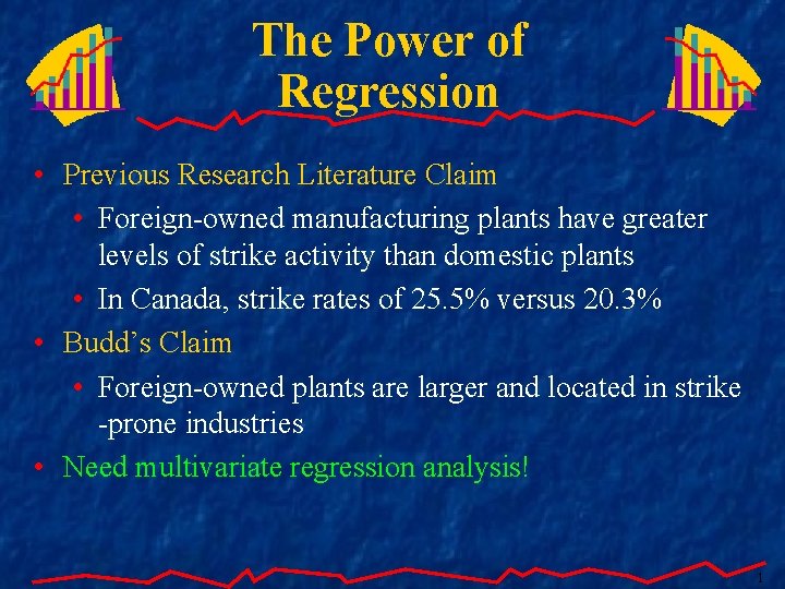 The Power of Regression • Previous Research Literature Claim • Foreign-owned manufacturing plants have