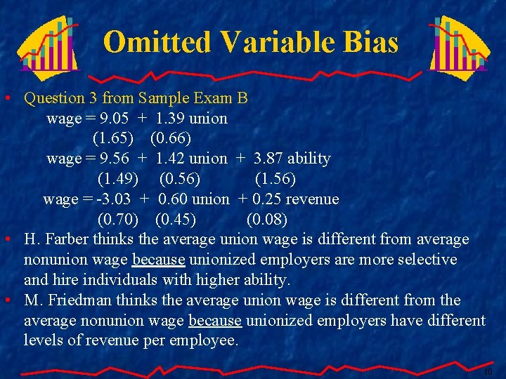 Omitted Variable Bias • Question 3 from Sample Exam B wage = 9. 05