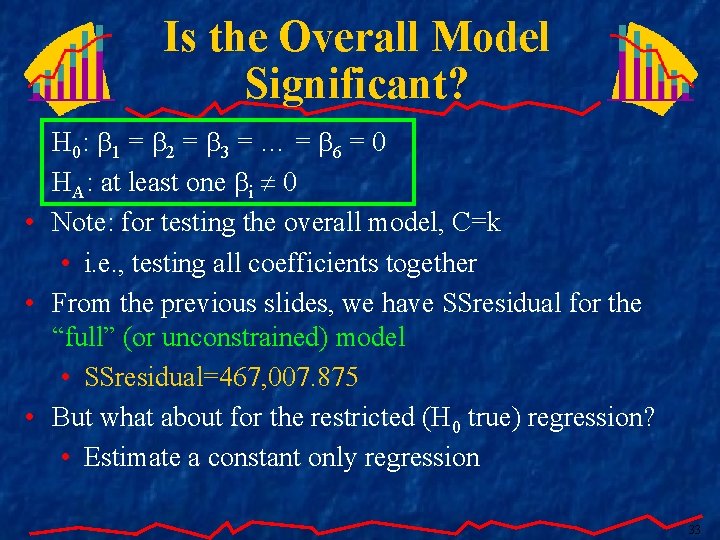 Is the Overall Model Significant? H 0: 1 = 2 = 3 = …